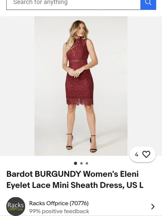 Women's Lace Halter Midi Dress in Burgundy - Picture 5 of 5